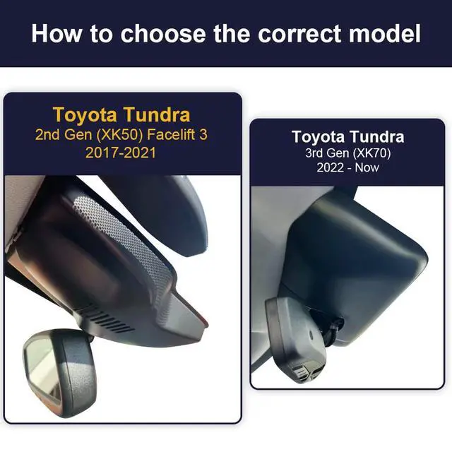 Alt view image 2 of 7 - 4K Dash Cam Suitable for Toyota Tundra 2017-2021 & Sequoia 2017-2022 Limited SR5 Platinum TRD Pro, Integrated OEM Look, High Definition 2160P Video WiFi, G-Sensor, Loop Recording, 64GB Card