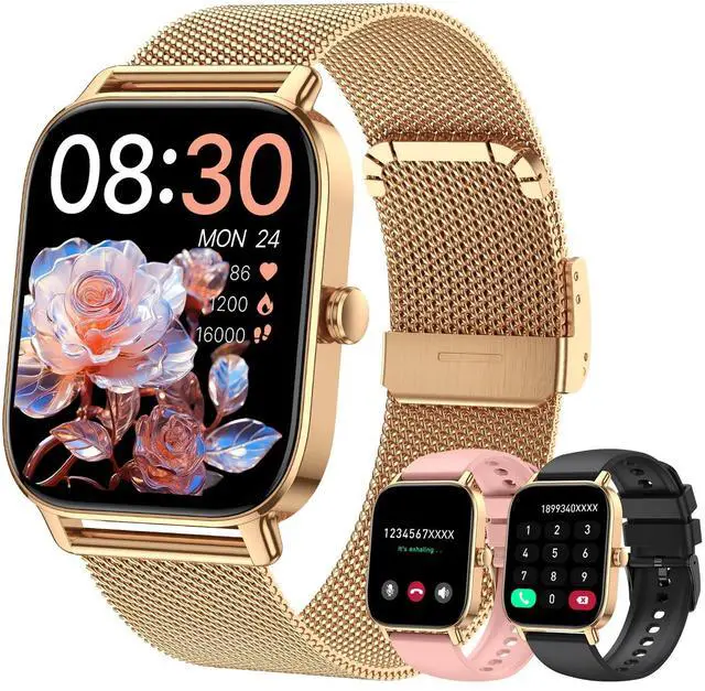 Main image of Smart Watch For Women Android/iPhone: Fitness Trackers Smartwatch 1.85" Bluetooth Calls Answer/Make IP68 Waterproof Womens Watches Activity Pedometer Heart Rate Monitor 130+ Sports Model 3 Bands
