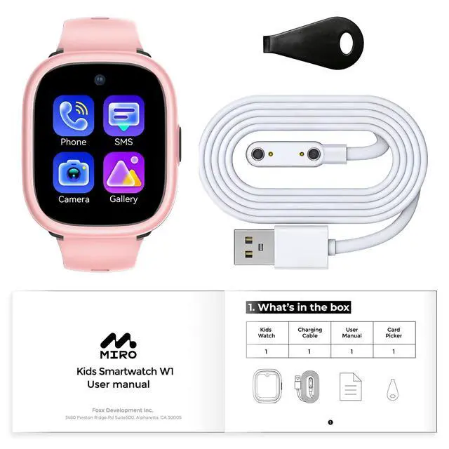 Alt view image 7 of 7 - Kids Smart Watch with SIM Card Slot, GPS Tracker, Call & Video Call, Real-Time Location, Safe Zone Alert, Parental Control, School Mode, Gift for Boys Girls Age 3-15 (Pink)