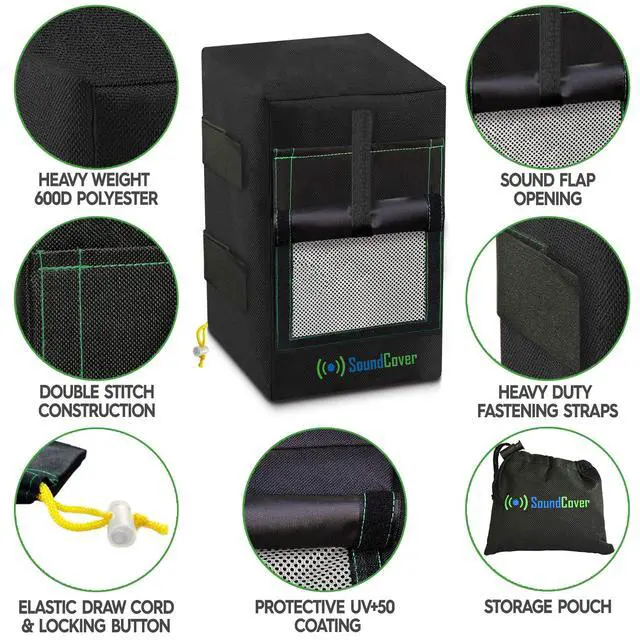 Alt view image 2 of 6 - Two Black Waterproof 600D Outdoor Speaker Covers for C-Bracket Mounted Speakers Fits Yamaha NS-AW194, Polk Audio Atrium 4 (Max Dimensions: H 9.85" x W 5.9" x D 6.9")
