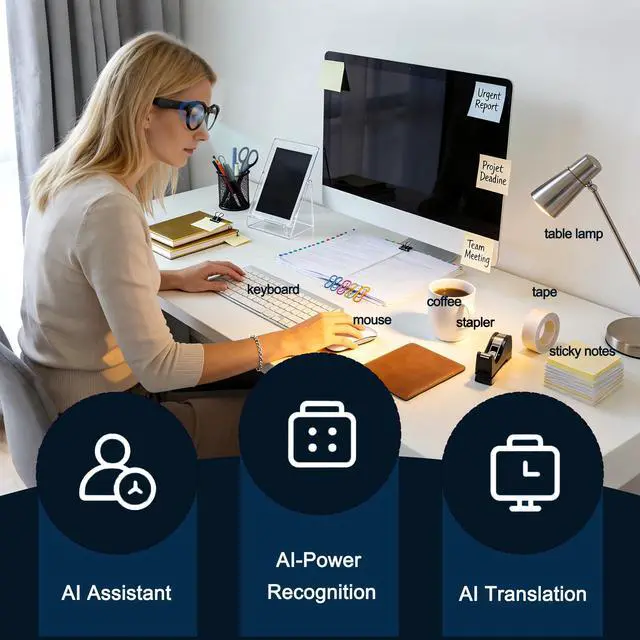 Alt view image 7 of 7 - AI Smart Glasses with Camera: POV Video Recording & Bluetooth Audio | AI object recognition & translation, photochromic lenses, 290mAh battery