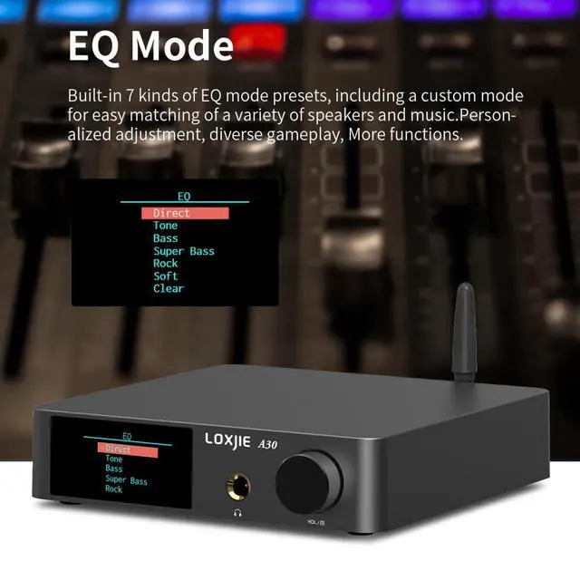 Alt view image 3 of 6 - A30 Desktop Stereo HiFi Audio Power Amplifier & Headphone Amplifier, Infineon's MA12070 Chip Class D Amp, ES9023 DAC Chip, USB/Optical/Coaxial/RCA/Bluetooth 5.0 Input (with Remote Control)