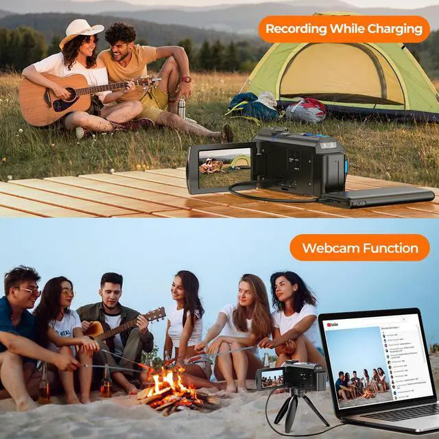 Alt view image 5 of 5 - 5K Video Camera Camcorder 48MP, IR Night Vision Cam Corder, 3.0" 270° Rotation Touch Screen, 16X Digital Zoom Vlogging Camera for YouTube Video Camcorder with Battery, 32GB SD Card & Remote Control