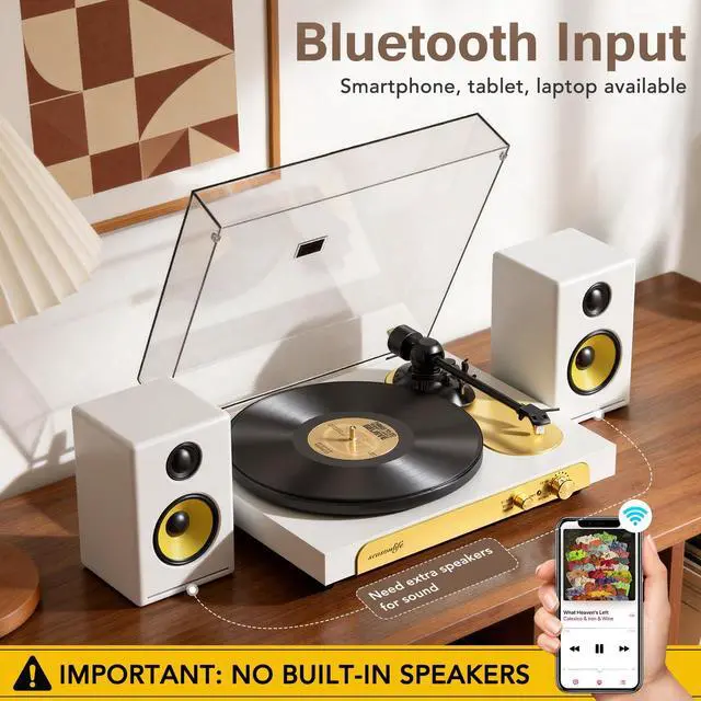 Alt view image 4 of 7 - ® Record Player Turntable Wireless in & Output, High Fidelity Vinyl Player with Adjustable Counterweight & Anti-Skip, Built-in Phono Preamp, AT-3600L Cartridge for Music Lovers, 33/45 RPM