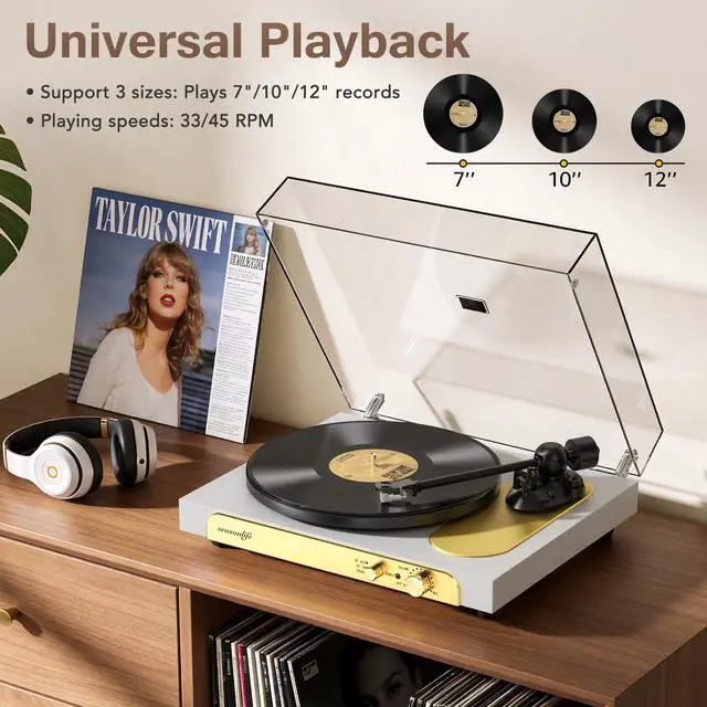 Alt view image 3 of 7 - ® Record Player Turntable Wireless in & Output, High Fidelity Vinyl Player with Adjustable Counterweight & Anti-Skip, Built-in Phono Preamp, AT-3600L Cartridge for Music Lovers, 33/45 RPM