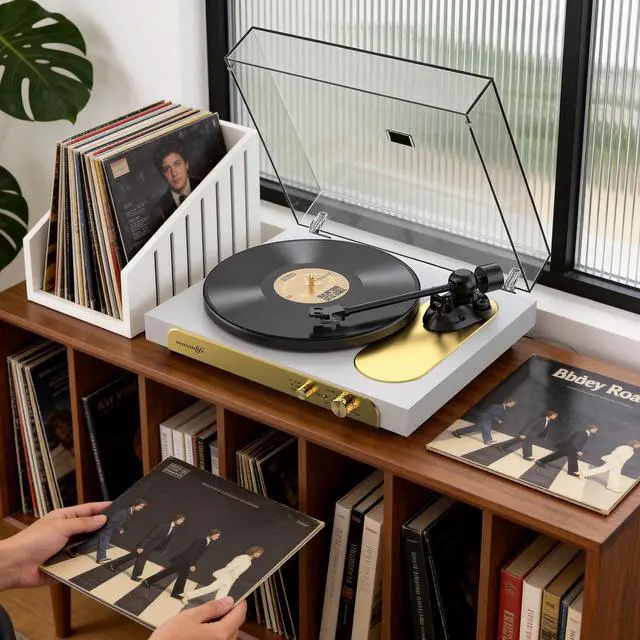 Alt view image 7 of 7 - ® Record Player Turntable Wireless in & Output, High Fidelity Vinyl Player with Adjustable Counterweight & Anti-Skip, Built-in Phono Preamp, AT-3600L Cartridge for Music Lovers, 33/45 RPM