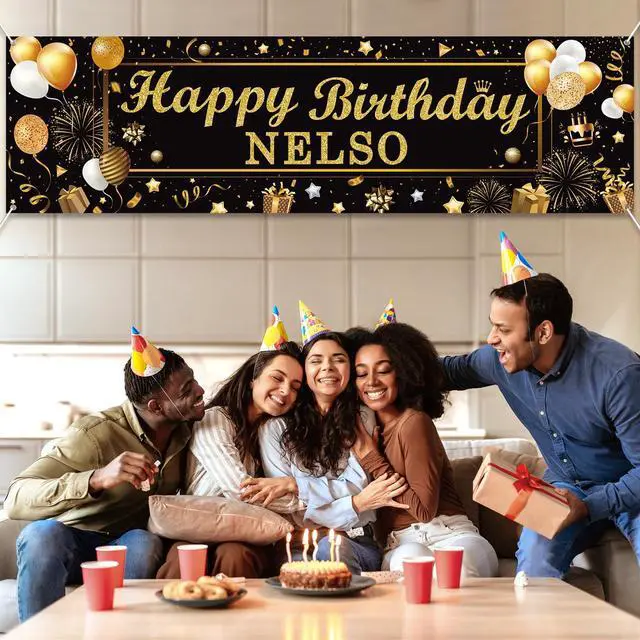 Alt view image 5 of 7 - Personalized Birthday Banner Happy Birthday Party Decoration Custom DIY Black Gold Birthday Party Backdrop with Name Alphabet Letter Sticker Happy Birthday Sign Party Supplies for Men Women