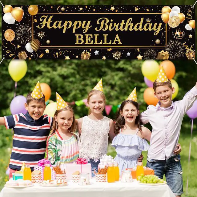 Alt view image 6 of 7 - Personalized Birthday Banner Happy Birthday Party Decoration Custom DIY Black Gold Birthday Party Backdrop with Name Alphabet Letter Sticker Happy Birthday Sign Party Supplies for Men Women
