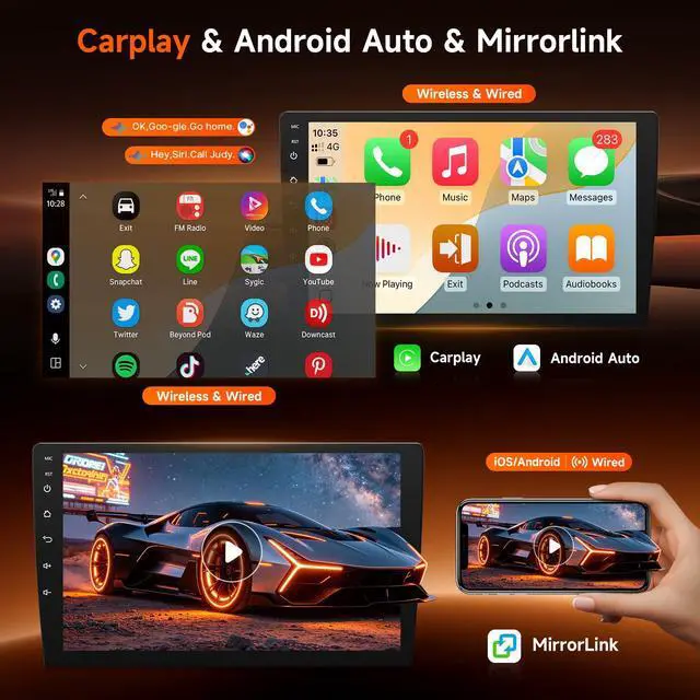 Alt view image 3 of 7 - 9 Inch Linux Car Radio for Toyota Corolla 2003-2008 Carplay Stereo | Upgraded Fast Boot Screen(Non J.B.L Version), 9" IPS Touchscreen Head Unit with Carplay Android Auto Bluetooth FM AM + Camera