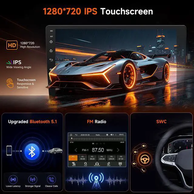 Alt view image 5 of 7 - 9 Inch Linux Car Radio for Toyota Corolla 2003-2008 Carplay Stereo | Upgraded Fast Boot Screen(Non J.B.L Version), 9" IPS Touchscreen Head Unit with Carplay Android Auto Bluetooth FM AM + Camera