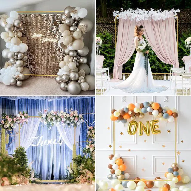 Alt view image 7 of 7 - Metal Wedding Arch Backdrop Stand for Parties 6.6FT Gold Balloon Arch Square Frame Kit Pipe and Drape Stand Floral for Ceremony, Wedding, Baby Shower, Birthday Party, Flower Wall Decoration