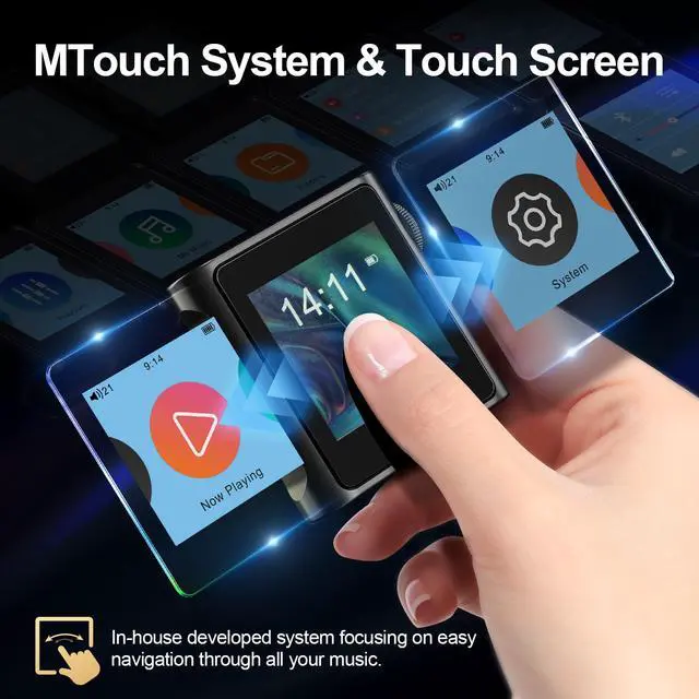 Alt view image 5 of 7 - M0s Hi-Fi Music Player MP3 Players with Bluetooth Lossless Sound Portable Digital Audio Player DAP 1.54 HD Touch Lasts 10 Hrs Bluetooth5.0 3.5mm/Type-C Jack, Black