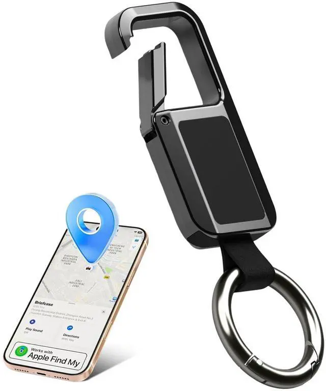Main image of Keychain Tracker Works with Apple Find My (iOS Only) | Key Chain Tracker Tag Heavy Duty Car Keychain for Men, llaveros para hombres Carabiner Key Chain Anti-Lost Key Finder