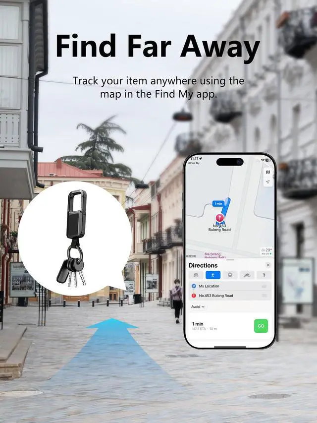 Alt view image 5 of 7 - Keychain Tracker Works with Apple Find My (iOS Only) | Key Chain Tracker Tag Heavy Duty Car Keychain for Men, llaveros para hombres Carabiner Key Chain Anti-Lost Key Finder