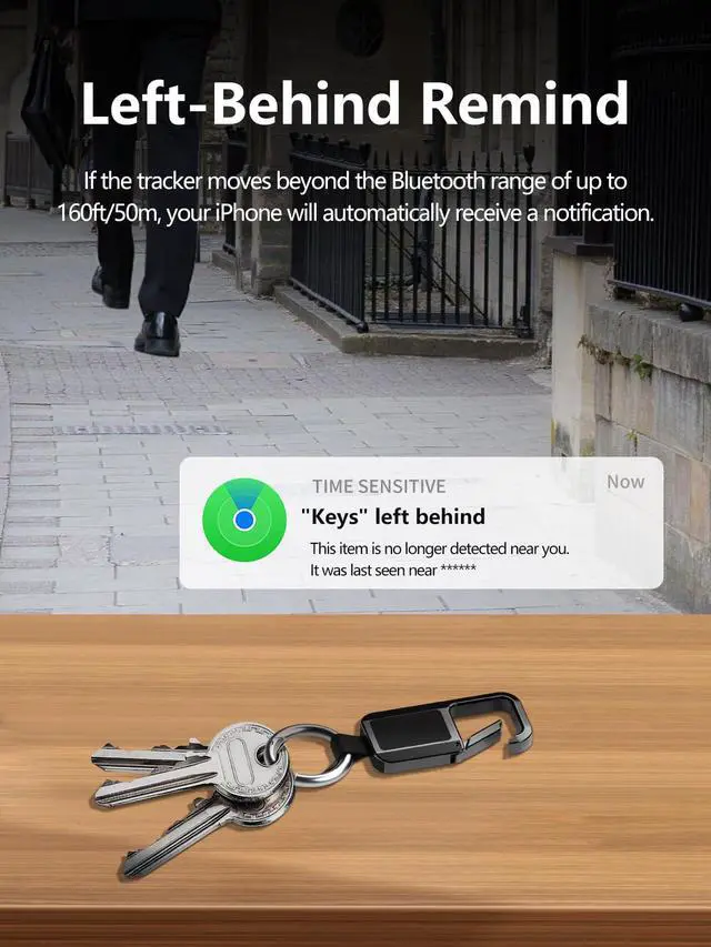 Alt view image 6 of 7 - Keychain Tracker Works with Apple Find My (iOS Only) | Key Chain Tracker Tag Heavy Duty Car Keychain for Men, llaveros para hombres Carabiner Key Chain Anti-Lost Key Finder