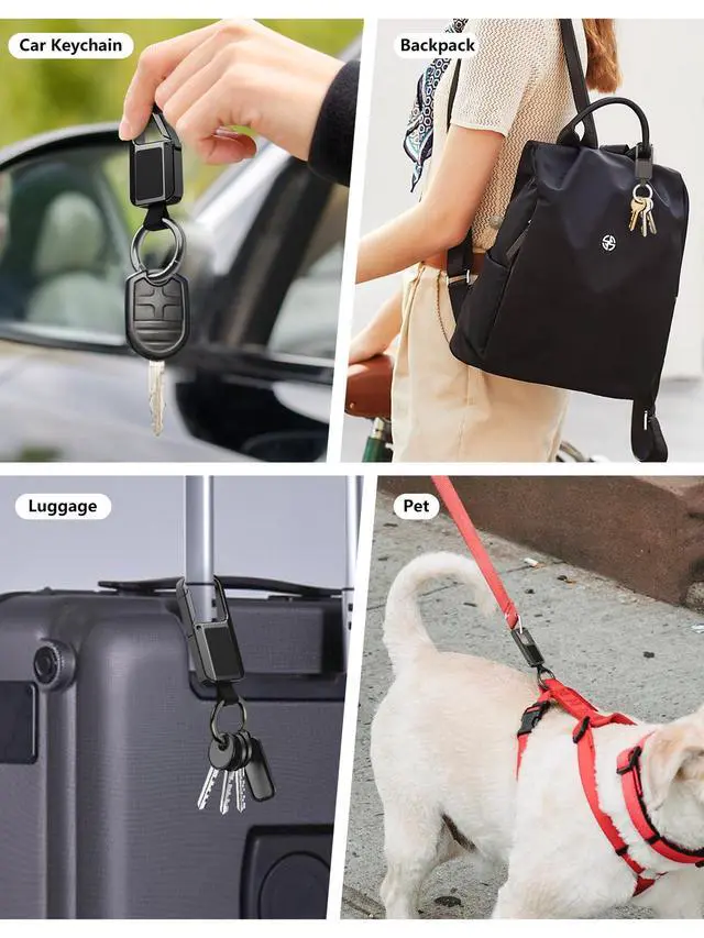 Alt view image 7 of 7 - Keychain Tracker Works with Apple Find My (iOS Only) | Key Chain Tracker Tag Heavy Duty Car Keychain for Men, llaveros para hombres Carabiner Key Chain Anti-Lost Key Finder