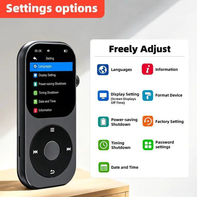 Alt view image 5 of 7 - 128GB MP3 Player with Bluetooth 5.3, Music Player with Built-in HD Speaker, MP3 Music Player 2.01-inch Touchscreen & Touch Rotation Physical Buttons Support Pictures, E-Books, Calculator