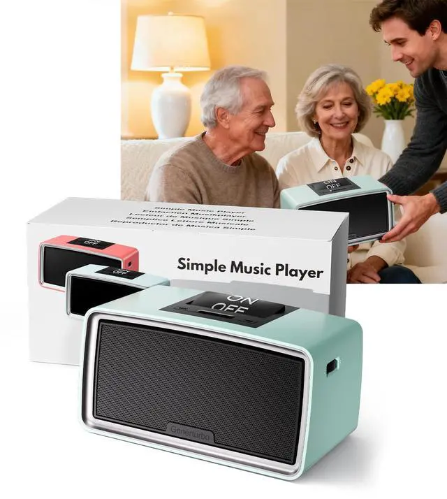 Main image of Simple Music Player for Seniors, MP3 Player with 32GB TF Card, Blue | Music Box with Adjustable Volume & One-Touch Play for Elderly, Dementia, Alzheimer's & Visually Impaired, Playback Memory