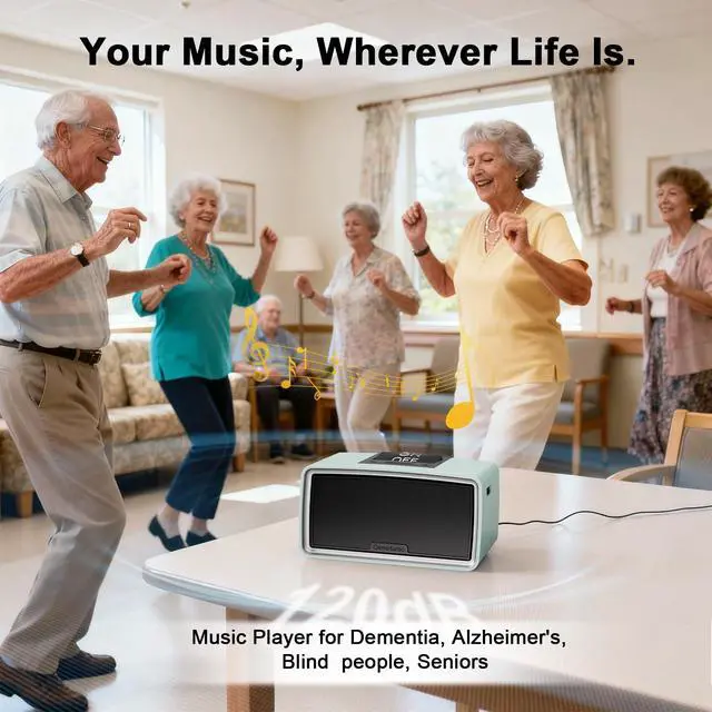 Alt view image 7 of 7 - Simple Music Player for Seniors, MP3 Player with 32GB TF Card, Blue | Music Box with Adjustable Volume & One-Touch Play for Elderly, Dementia, Alzheimer's & Visually Impaired, Playback Memory