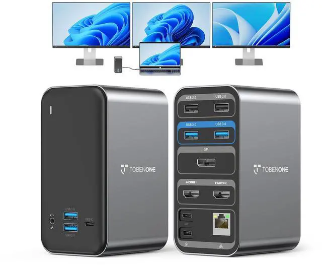Main image of Laptop Docking Station 3 Monitors with 2 HDMI/DP,100W Power Supply | USB C Docking Station with 7 USB-C/A,Ethernet,PD 3.0,Compatible for Thunderbolt 4/3 Windows/Dell/HP/Lenovo/Thinkpad Laptop