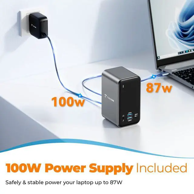 Alt view image 5 of 7 - Laptop Docking Station 3 Monitors with 2 HDMI/DP,100W Power Supply | USB C Docking Station with 7 USB-C/A,Ethernet,PD 3.0,Compatible for Thunderbolt 4/3 Windows/Dell/HP/Lenovo/Thinkpad Laptop