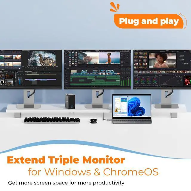 Alt view image 2 of 7 - Laptop Docking Station 3 Monitors with 2 HDMI/DP,100W Power Supply | USB C Docking Station with 7 USB-C/A,Ethernet,PD 3.0,Compatible for Thunderbolt 4/3 Windows/Dell/HP/Lenovo/Thinkpad Laptop