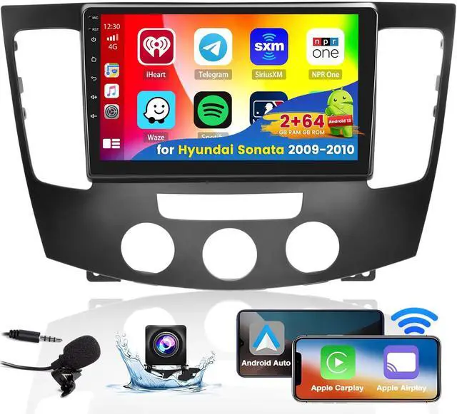 Main image of 2+64G 9" Car Radio for Hyundai Sonata 2009-2010 (Manual A/C) | Touch Screen for Sonata with Wireless CarPlay Android Auto WiFi Bluetooth GPS Navigation FM RDS Radio Backup Camera