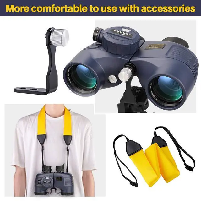 Alt view image 7 of 7 - Marine Binoculars 10x50 Waterproof with Compass Rangefinder BAK4 for Adults | BAK4 FMC Optics for Clear Views, Built-in Compass and Rangefinder, Waterproof Perfect for Boating Sailing Fishing Hunting