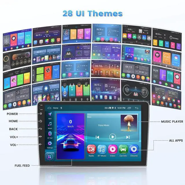 Alt view image 4 of 6 - 2+64G 9" Car Radio for Hyundai Sonata 2009-2010 (Manual A/C) | Touch Screen for Sonata with Wireless CarPlay Android Auto WiFi Bluetooth GPS Navigation FM RDS Radio Backup Camera