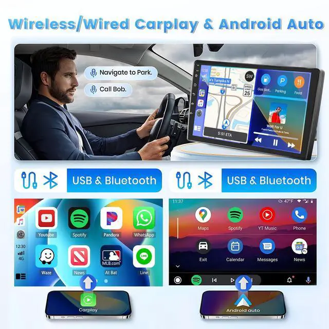 Alt view image 3 of 6 - 2+64G 9" Car Radio for Hyundai Sonata 2009-2010 (Manual A/C) | Touch Screen for Sonata with Wireless CarPlay Android Auto WiFi Bluetooth GPS Navigation FM RDS Radio Backup Camera