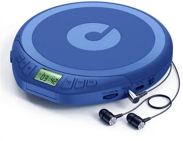 Main image of Portable CD Player with Earphones,Personal CD Discman Player | for Home Car with Anti-Skip Shockproof Protection, Small CD Player with LCD Display for Music Lovers