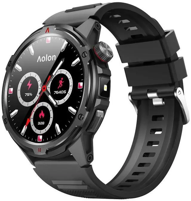 Main image of 1.43 AMOLED Smart Watch, 1ATM Waterproof Military Fitness Tracker | AOD Display Bluetooth Call Compass AGPS, Heart Rate SPO2 Sleep Monitor for Men