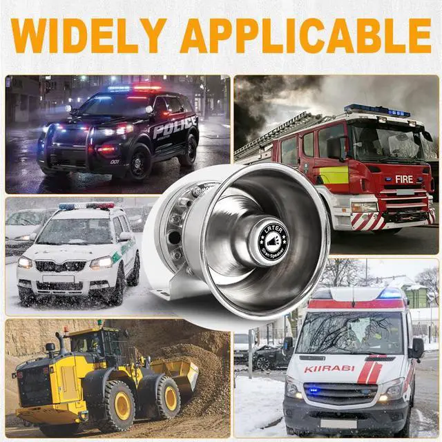 Alt view image 7 of 7 - Upgrade 250W Emergency Police Siren Speaker Multi-Tones Slim PA System Sirens with Handheld Controller & Mic Microphone Warning Electronic Alarm Sounds Horn Kit for Tow Truck Vehicles Car Pickup