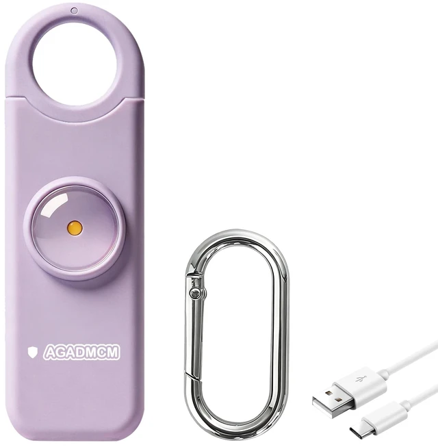 Main image of Rechargeable Personal Safety Alarm for Women 130dB Loud Siren & Strobe Light & Low Battery Notice, Emergency Keychain Alarm for Self Defense (Lavender Purple)