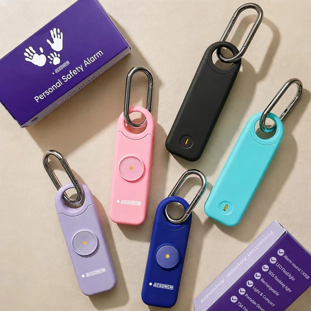 Alt view image 4 of 7 - Rechargeable Personal Safety Alarm for Women 130dB Loud Siren & Strobe Light & Low Battery Notice, Emergency Keychain Alarm for Self Defense (Lavender Purple)