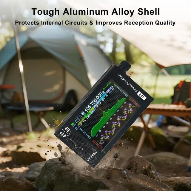 Alt view image 7 of 7 - Portable SDR DSP Radio Receiver 4.3 Touchscreen, 100KHz-149MHz, Full Band Shortwave, FM MW SSB CW HAM, 192kHz Spectrum, Waterfall Display, CNC Aluminum Alloy Case, Rechargeable Battery