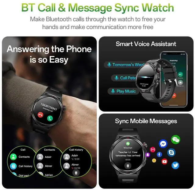 Alt view image 5 of 7 - 1.43 AMOLED Smart Watch, 1ATM Waterproof Military Fitness Tracker | AOD Display Bluetooth Call Compass AGPS, Heart Rate SPO2 Sleep Monitor for Men