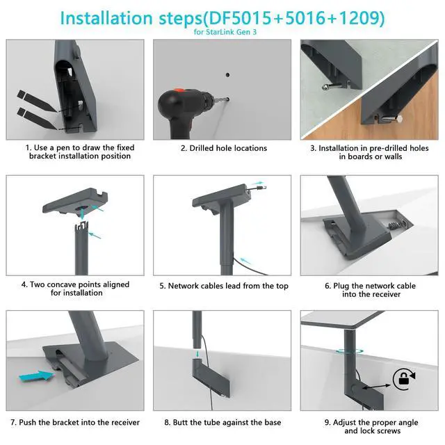 Alt view image 6 of 7 - 360°Adjustable Starlink Short Wall Mount,Compatible with Starlink Gen 3/Mini/Mini X/Standard 4/4X Pole Mounting Kit Accessories,for Pole,Roof, Wall Mount Internet Kit Satellite (Grey)