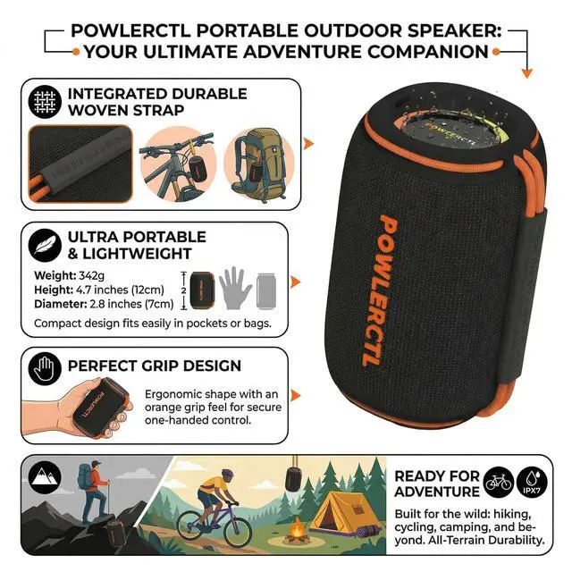 Alt view image 6 of 6 - Bluetooth Speaker, 360° Portable Wireless Speaker, IPX6 Waterproof, Bluetooth 5.3, Dual Bass, RGB Light, TWS for Home/Outdoor/Party/Camping, Gift for Men, Birthday Gift