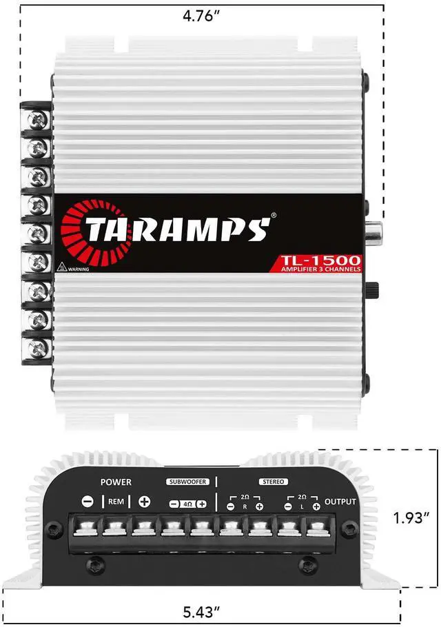 Alt view image 6 of 7 - TL 1500 2 Ohms 3 Channels 390 Watts Class D Full Range Amplifier, silver