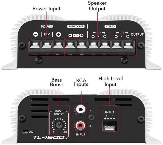 Alt view image 7 of 7 - TL 1500 2 Ohms 3 Channels 390 Watts Class D Full Range Amplifier, silver