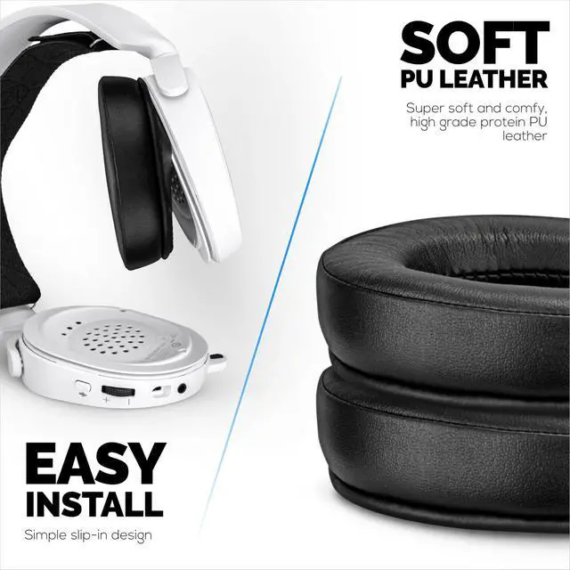 Alt view image 5 of 7 - Gaming Gel Earpads for SteelSeries Arctis 1, Arctis 3, Arctis 5, Arctis 7, Arctis 9X, Arctis Pro & Arctis Prime Headset Headphone Earpads, Memory Foam & PU Leather (Black)