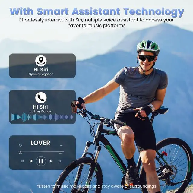 Alt view image 2 of 6 - Polarized Bluetooth Sunglasses for Men,Sport Smart Glasses for Women with Open Ear Music Speakers,Built-in Mic,UV Protection Running Baseball Sunglasses, Cycling Glasses(Black)