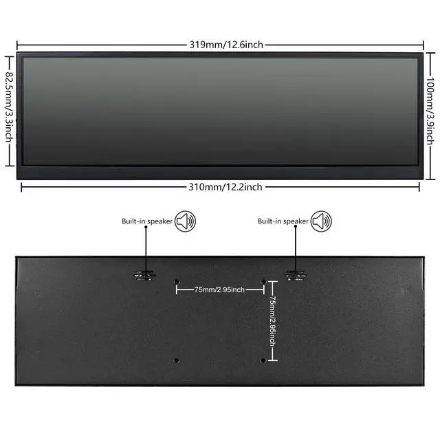 Alt view image 5 of 7 - 12.6 Inch Mini Touch Screen Monitor Secondary Screen FHD IPS Stretched Bar LCD Display 1920X515 HDMI for PC Laptop Computer Health Speed Windows Sub CPU GPU Temperature Display R126F01T-HB