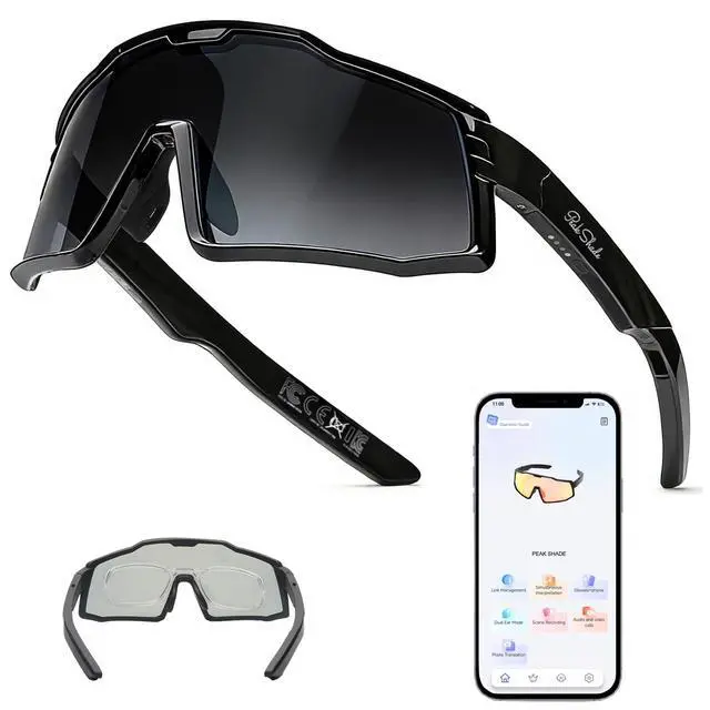Main image of AI Smart Glasses with Open-Ear Audio, Grey | Bluetooth Sunglasses, Polarized UV400, Hands-Free Calls, Real-Time Translation, 133-Language, IP65 Waterproof,Cycling Running
