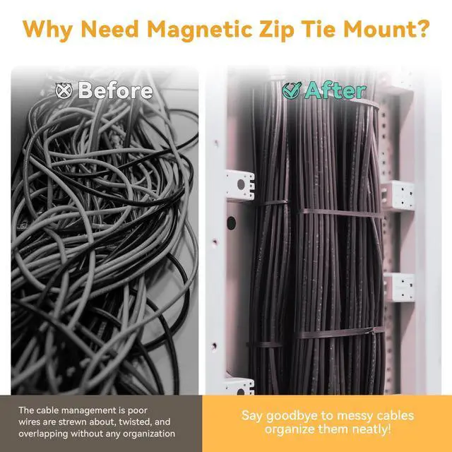 Alt view image 3 of 7 - 110 Pcs Magnetic Zip Tie Mount Base 26lbs Strong Magnetic Zip Tie Holder Multipurpose Magnet Cable Tie Clips Holder Wire Management Clips for Home Office Marine Electrical Wiring Organization Black
