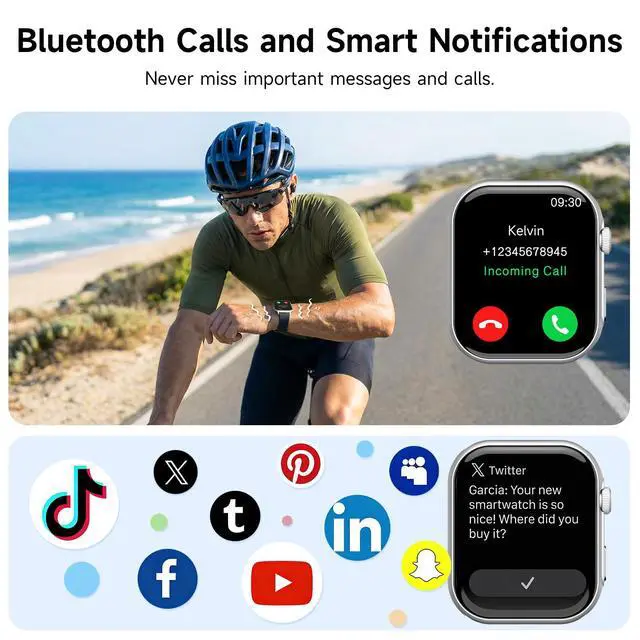 Alt view image 3 of 7 - AI Smart Watch for Men Women Answer/Make Calls, Built-in ChatGPT, 1.96" HD AMOLED Screen Fitness Watch with Heart Rate Monitor Sleep Monitor, 100+ Sports Trackers Step Counter (Silver)