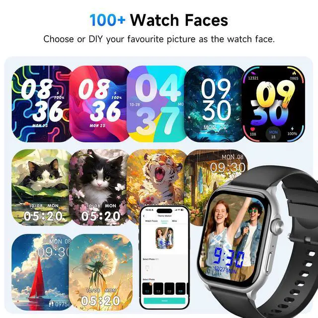 Alt view image 7 of 7 - AI Smart Watch for Men Women Answer/Make Calls, Built-in ChatGPT, 1.96" HD AMOLED Screen Fitness Watch with Heart Rate Monitor Sleep Monitor, 100+ Sports Trackers Step Counter (Silver)