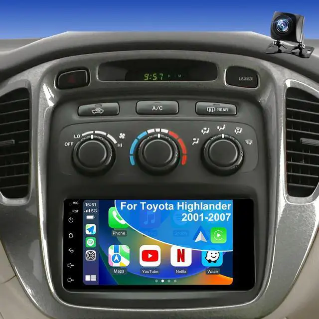 Main image of 5GWifi Upgrade Car Radio for Toyota 4Runner 2003-2009, Tundra 2003-2006, Highlander 2001-2007, Camry 2002-2006, FJ Cruiser 2007-2014, 7inch Touchscreen Stereo GPS Wireless Carplay Android Auto Camera