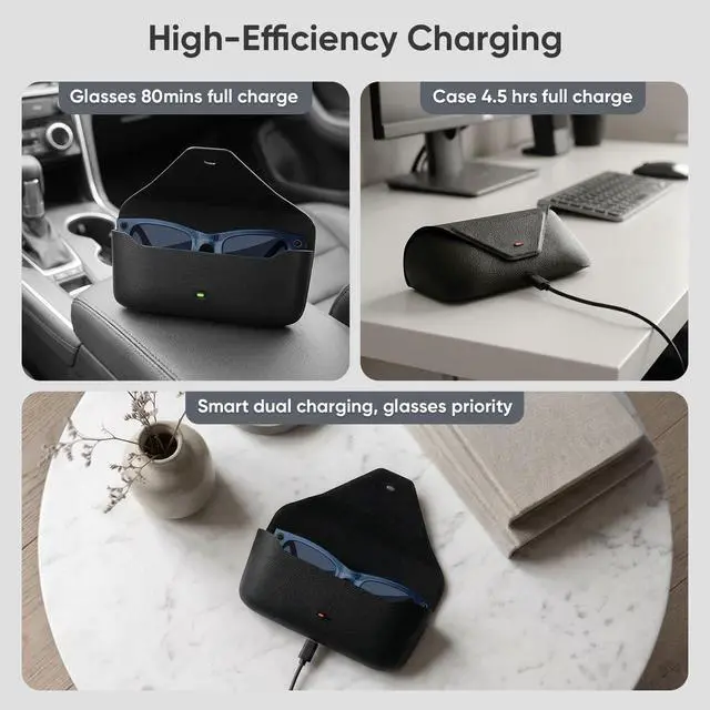 Alt view image 6 of 7 - Portable Charging Case for Ray-Ban Meta Headliner/Skyler/Wayfarer/Oakley HSTN/Blayzer Optics/Scriber Optics, Smart Glasses Replacement Charger Dock with LED Indicator